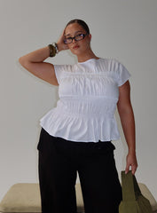 Dripping Diamonds Ruched Top White Curve