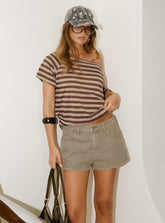 Dewie Studded Denim Short Brown