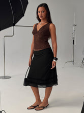 Clarabella Frill Midi Skirt Black