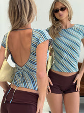 Crisanta Low Back Top Blue Stripe