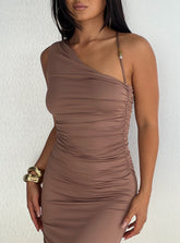 Britani One Shoulder Maxi Dress Mocha