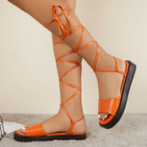 Casual Open Toe Lace Up Gladiator Sandals