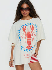 Amalfi Love Oversized Graphic Tee Off White