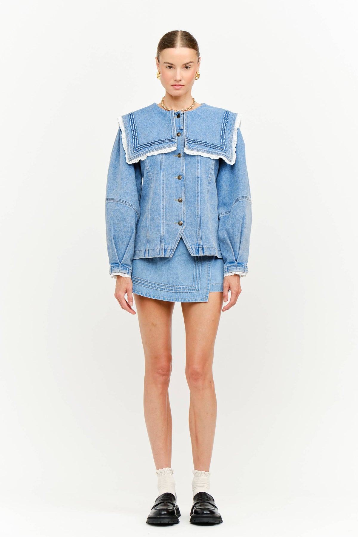 Denim Lace Skort