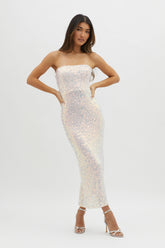 C'est Moi Sequin Laced Back Dress Pink