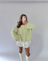 SPRING GARDEN CABLE KNIT SWEATER TOP (Sage) RESTOCK