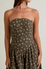 First Kiss In Leaves Midi Dress