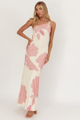 We Belong Together One-Shoulder Maxi Dress Floral Pink