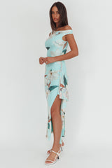 Raphaella Asymmetric Neckline Split Maxi Dress Magnolia Mint