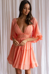 Desert Rose Bell Sleeve Mini Dress Blush