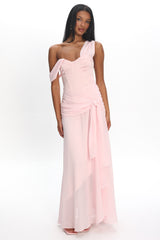 Keia Waist Sash Maxi Dress Powder Pink