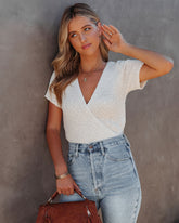 Drake Cotton Blend Drape Crop Top - Cream