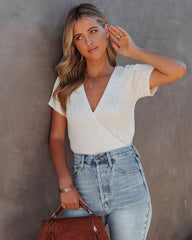 Drake Cotton Blend Drape Crop Top - Cream