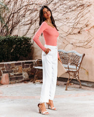 Emily Long Sleeve Ribbed Knit Top - Coral