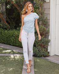 Finlay Striped Ruched One Shoulder Top