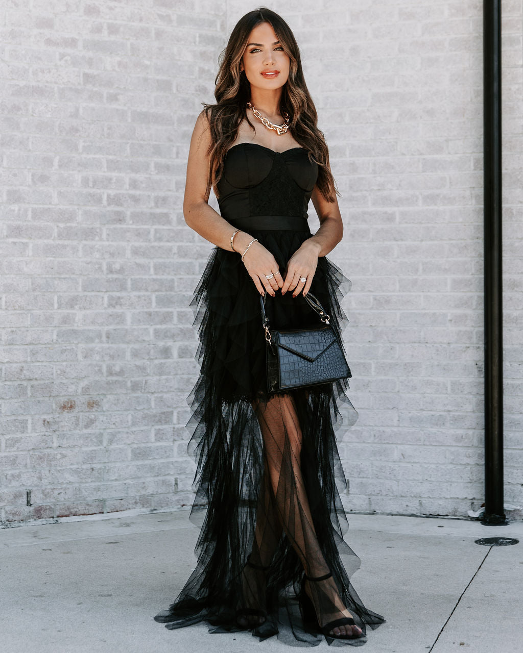 For Eternity Tulle Ruffle Maxi Skirt - Black