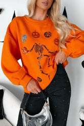 Dancing Critters Sequin Halloween Crewneck (Pumpkin)