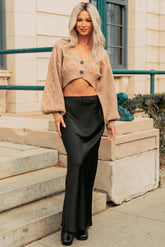 Chic Knows Best Textured Maxi Skirt (Black)