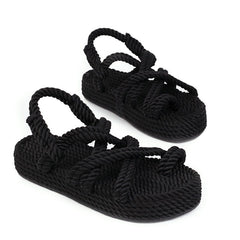 Beach Flats Straw Woven Linen Shoes