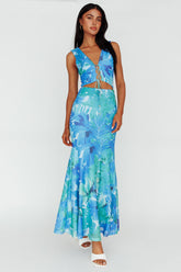 Summerlove Lace-Up Bodice Midi Dress Green