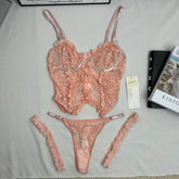 Cute Bow-Accented Sheer Slim-Fit Two-Piece Set