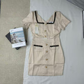 Chic Square-Neck Slim-Fit Dress For Petites