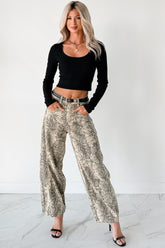 Hale Barrel Leg Very J Animal Print Jeans (Beige Snake)