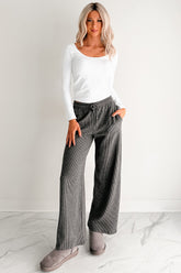 Cozy Feeling Ribbed Wide Leg Pants (Charcoal)