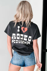 "I Love Rodeo Cowboys" Graphic T-Shirt (Vintage Black)