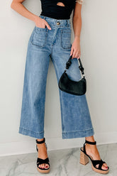 Saylor High Rise Wide Crop Jeans (Dark)