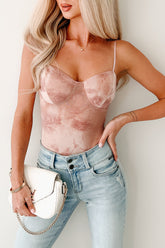 Midnight Playlist Sleeveless Mesh Bodysuit (Mauve)