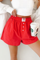 Flirt Mode On Ribbon Boxer Shorts (Red)