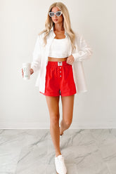 Deadline Hustle Long Sleeve Collared Top (White)