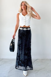 Call Me Back Floral Mesh Maxi Skirt (Black)