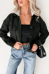Holding Steady Button-Up Hoodie Jacket (Black)