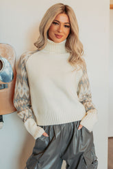New Horizons Abstract Turtle Neck Sweater (Cream)