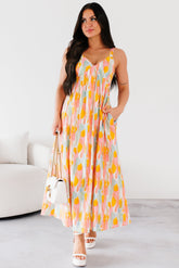 Earn Your Stripes Printed Maxi Dress (Pink/Multi)