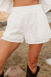 Fresh Air Favorite Eyelet Shorts (White)
