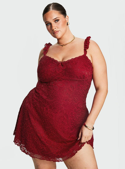 Beacall Mini Dress Red Curve
