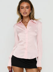 Angelic Satin Long Sleeve Shirt Bubblegum
