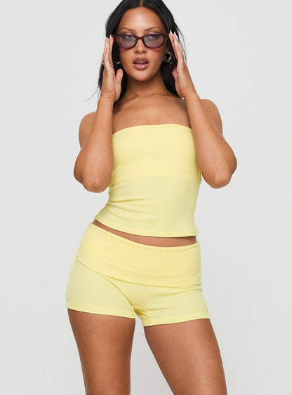 Baseline Low Rise Rib Shorts Yellow