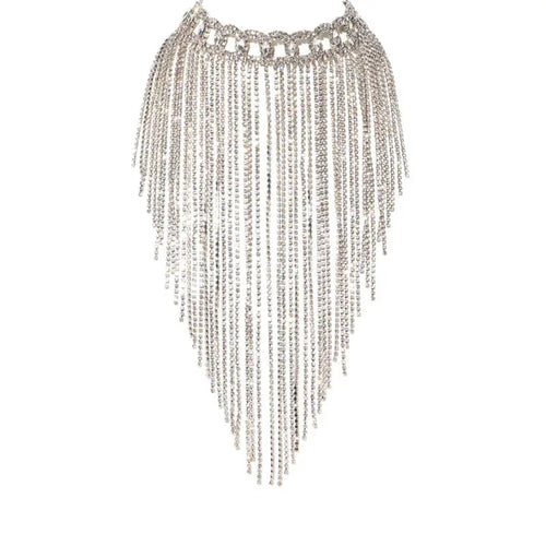 Rhinestone Tassel Light Party Necklace
