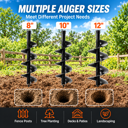 52CC Gas Powered Post Hole Digger, 6" & 10" Auger Bits