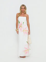 Anny Beaded Maxi Dress White Floral