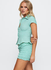 Covey Shirred Short Aqua Check