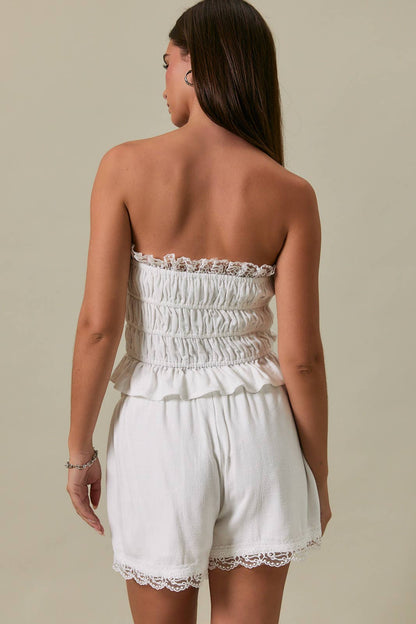 Dainty Darlin’ White Lace Shorts Set