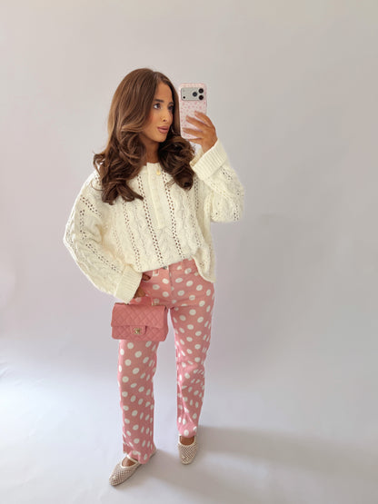 Pink Palm Dot Jeans (can’t restock)