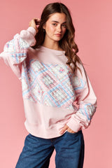 Princess Pastel Quilted Crewneck
