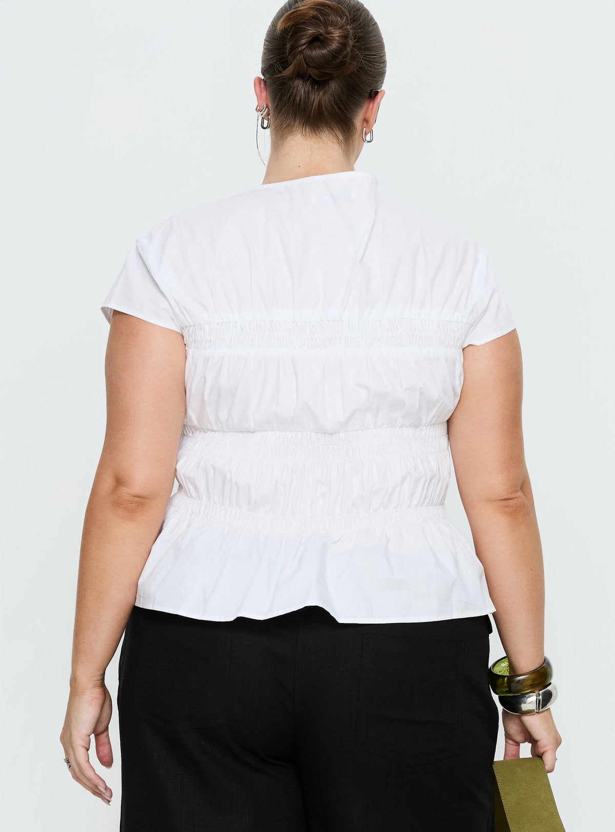 Dripping Diamonds Ruched Top White Curve