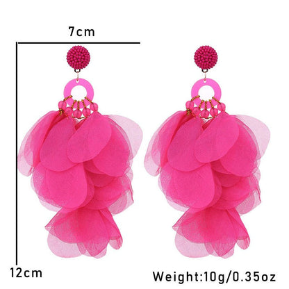 Soft Petals Beaded Dangling Earrings